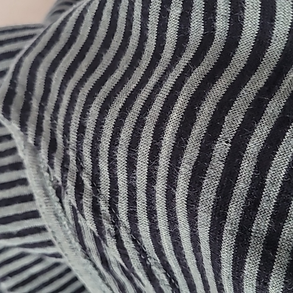 Eileen Fisher Organic Linen Jersey Stripe Dress Black And Green  Women's Small - Picture 9 of 9